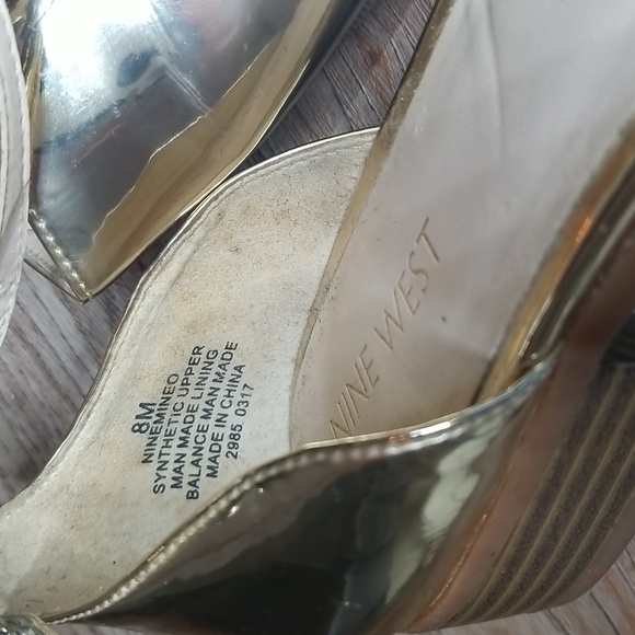Nine West Womens Gild Metallic Closed Toe Ankle Strap Shoes Size 8M - Picture 9 of 12